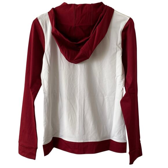 NEW ASICS Junior's Lani Track Jacket Size Large Red White Sports Full Zip Hood - Picture 2 of 4